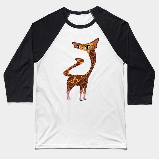 Wonky Giraffe Cat Baseball T-Shirt by jastinamor